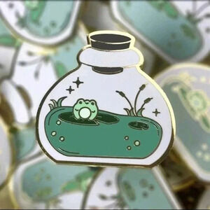 Cute funny frog in a potion bottle accessories women's brooch charm enamel pin